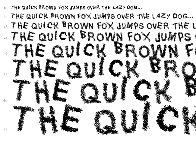 Trace of Rough font waterfall